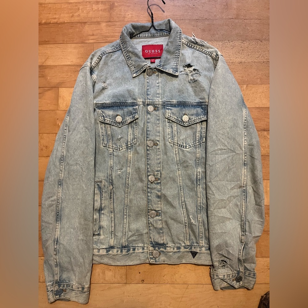 Guess Light Blue Denim Jacket with Red Tag